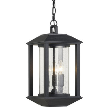 Mccarthy 3 Light Hanger - Weathered Graphite Finish - Clear Seeded Glass