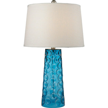 Hammered Glass Table Lamp - Blue, Medium
