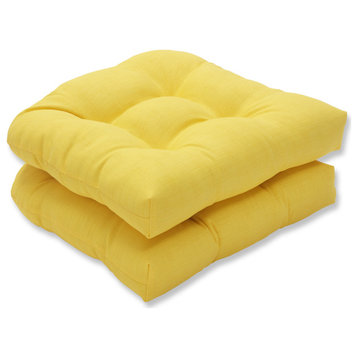 Fresco Melon Wicker Seat Cushion, Set of 2, Yellow