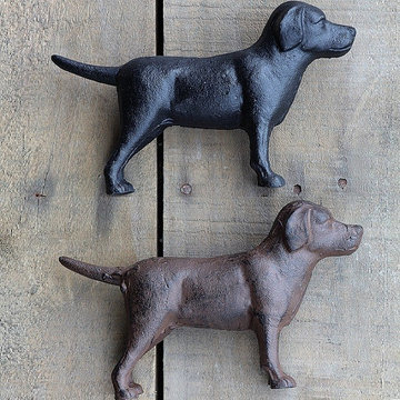 Cast Iron Dog Statues, Set of 2