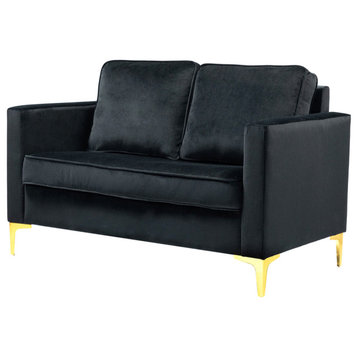 Modern Upholstered Sofa With Loose Back, Black