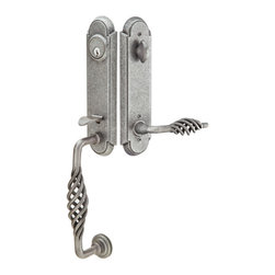 Emtek 461111 Monolithic with Lafayette Grip Wrought Steel Tubular Entry Set - Products