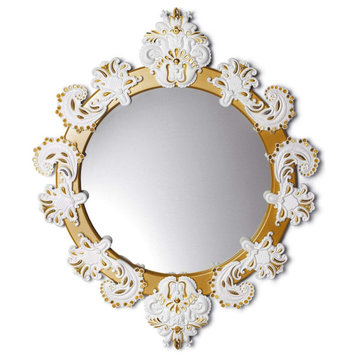 Lladro Round Mirror Small White Gold 01007786