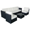 7-Piece Cozy Black Wicker Patio Sectional Outdoor Sofa Furniture Set