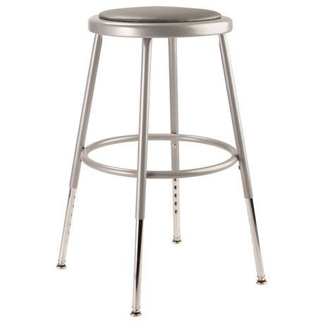 NPS 6400 Series 19-27" Modern Vinyl Padded Steel Metal Heavy Duty Stool in Gray