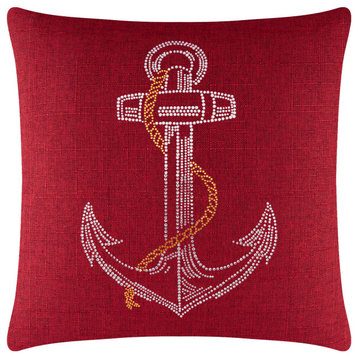 Sparkles Home Rhinestone Anchor Pillow - 16" - Red