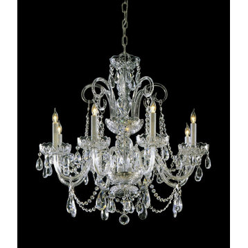Traditional Crystal 8-Light 27" Traditional Chandelier in Polished Brass with