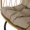 Jewell Outdoor Wicker Hanging Chair with Stand, Light Brown and Tan