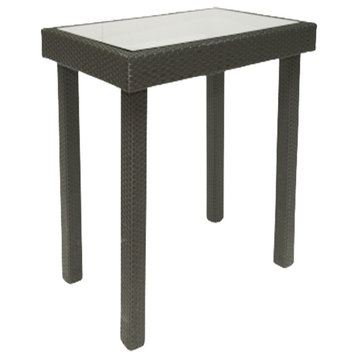 Karsyn Wicker Counter Height Bar Table, Dark Gray