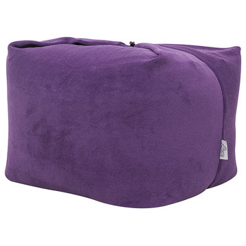 Loungie Magic Pouf Microplush Beanbag, 3-in-1 Chair/Ottoman/Floor Pillow, Purple