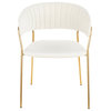 Lumisource Tania Chairs, Gold Metal With White Velvet, Set of 2