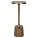 Uttermost - Sanaga Drink Table, Gold - Minimalist in style with a chunky base, this solid aluminum drink table features a textured finish in antique gold.