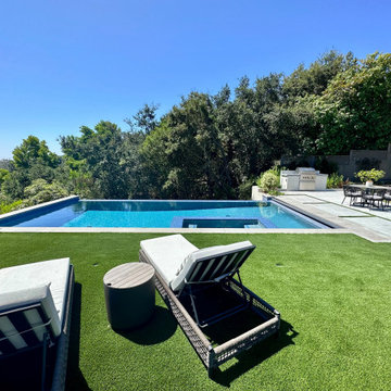 Pacific Palisades Infinity edge pool and spa with atomatic cover