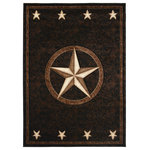 Mayberry Rugs - Tacoma Fort Worth Black Western Area Rug, 7'10"x9'10" - Hand carved luxury defines this beautiful area rug! The rug features thick frieze yarn that is then carved along some of the design to give it texture. This Western star rug will be the perfect finishing touch to your rustic and western themed home or room. This is power loomed in Turkey out of polypropylene fibers that are ultra durable and easy to clean. To wash, wipe with a damp rag and mild detergent when neccessary.