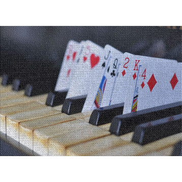 Piano With Playing Cards Area Rug, 5'0"x7'0"