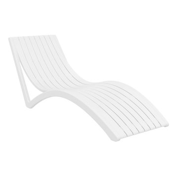 Slim Pool Chaise Sun Lounger, Set of 2, White