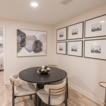 Warm & Inviting Basement Retreat with Custom Bar + Entertainment Center