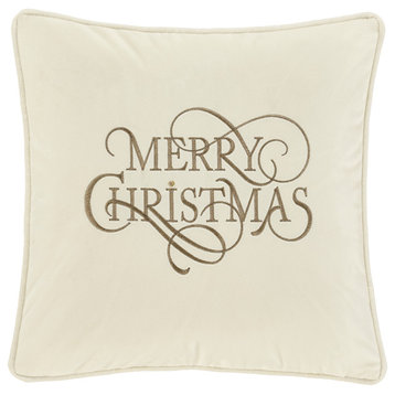 Five Queens Court Merry Wishes 18" Square Decorative Throw Pillow