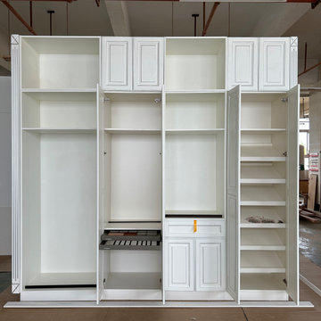 Traditional American Red Oak Kitchen Cabinets And Russian Cherry Wood Wardrobe