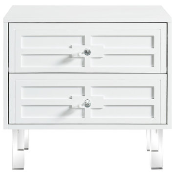 Martina Lacquer-Finish Lucite Leg and Handle Side Table, White