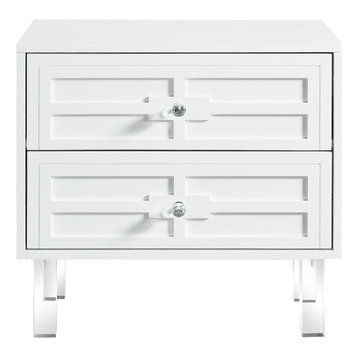 Martina Lacquer-Finish Lucite Leg and Handle Side Table, White