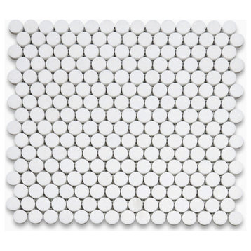 Thassos White Marble 3/4 inch Penny Round Mosaic Tile Honed, 1 sheet
