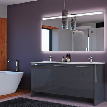 Benna 63 inch Freestanding Bathroom Vanity with Double Sink and LED Mirror