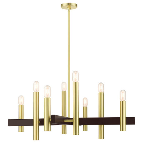 Satin Brass Mid Century Modern, Urban, Scandinavian, Dramatic Chandelier