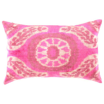 Ti 146 Turkish Pink Color Silk Ikat Pillow