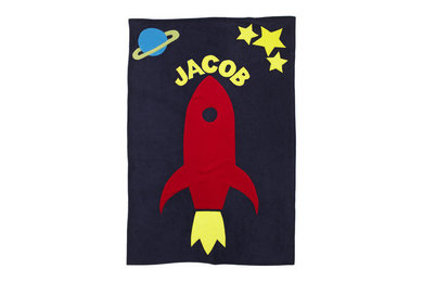 Personalized Spaceship Kid Blanket