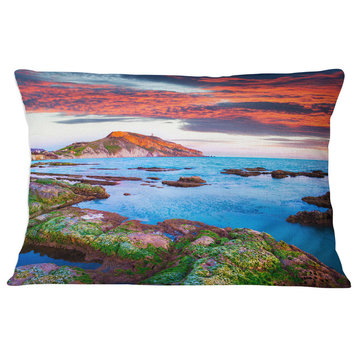 Colorful Giollonardo Beach Sunset Modern Seashore Throw Pillow, 12"x20"