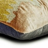 Gray Gold Velvet 12"x20" Lumbar Pillow Cover, Zardozi Embroidery Beaded Zari