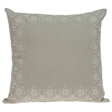 Parkland Collection Neera Transitional Beige Pillow Cover With Poly Insert