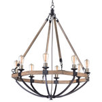 Maxim Lighting - Maxim Lighting 20338WOBZ Lodge 8-Light Chandelier in Weathered Oak / Bronze - The combination of Weathered Wood with Bronze iron accents is perfectly suited for today rustic room design. Add vintage bulbs to this collection to complete the authentic inspiration of this collection.