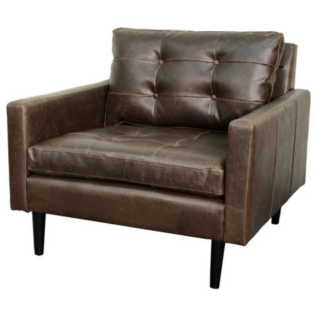 New Pacific Direct Ritchie 18" Bonded Leather Arm Chair in Brown