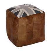 Union Jack Leather Bean Bag, Grey Flag