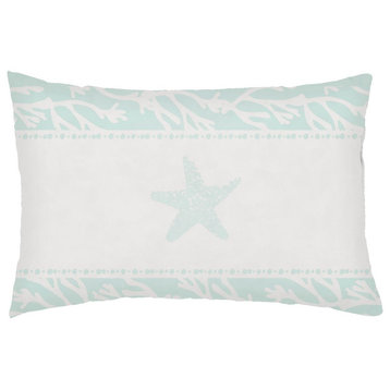 Seasalt & Starfish by Surya Poly Fill Pillow, Seafoam, 24' x 14'