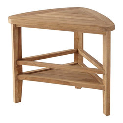 Teak Corner Shower Stool - Bathroom Accessories