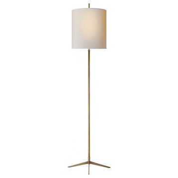 Caron Floor Lamp, 2-Light Hand-Rubbed  Brass,  Paper Closed Top Shade, 67.5"H