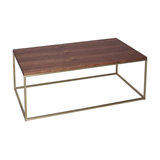 Kensal Walnut Coffee Table, Brass Base