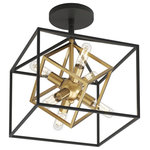 Artika - Artika Imperium Semi-Flushmount Ceiling Light, Black & Gold - This ceiling light dazzles with its transitional style. Featuring a waltz of black and gold prisms, the spherical design brilliantly extends its elongated bulbs. Whether it's welcoming guests in your entryway, accompanying you during living room lounging, or guiding you through your bedroom or hallways, this ceiling light stands out.