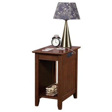 Convenience Concepts Edison End Table with Charging Station Espresso Wood Finish
