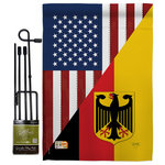 Breeze Decor - US German Friendship Flags of the World US Friendship Garden Flag Set - US Friendship Beautiful Mini Garden Flag with Metal Garden Banner Pole Stand - Complete Set with Garden Pole - 16" x 40" Power Coated Metal Flag Stand