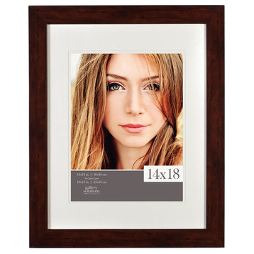 Gallery Photo Frame With White Mat, Walnut, 14"x18"