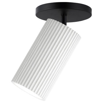 ET2 E25039 Pleat 3"W LED Semi-Flush Ceiling Fixture - White / Black