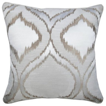 Beige Decorative Pillow Cover, Silk Jacquard Damask 14"x14" Silk, Frost Damask