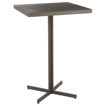 Fuji Bar Table, Espresso Wood Top, Antique Metal Base