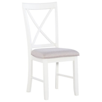 Linon Jane Wood Set of Two Dining Side Chairs in Vanilla White