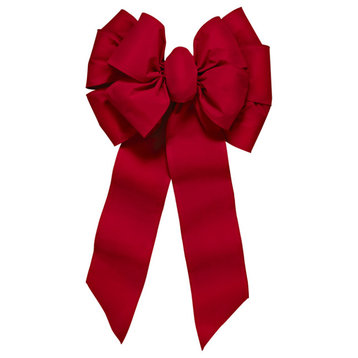 Holiday Trim 7372 Deluxe Red Velvet 11-Loop Wired Bow for Christmas Decoration