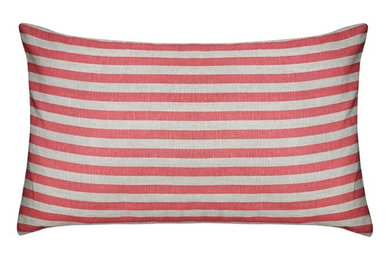 Natural Little Stripe Raspberry Scatter Cushion Cover